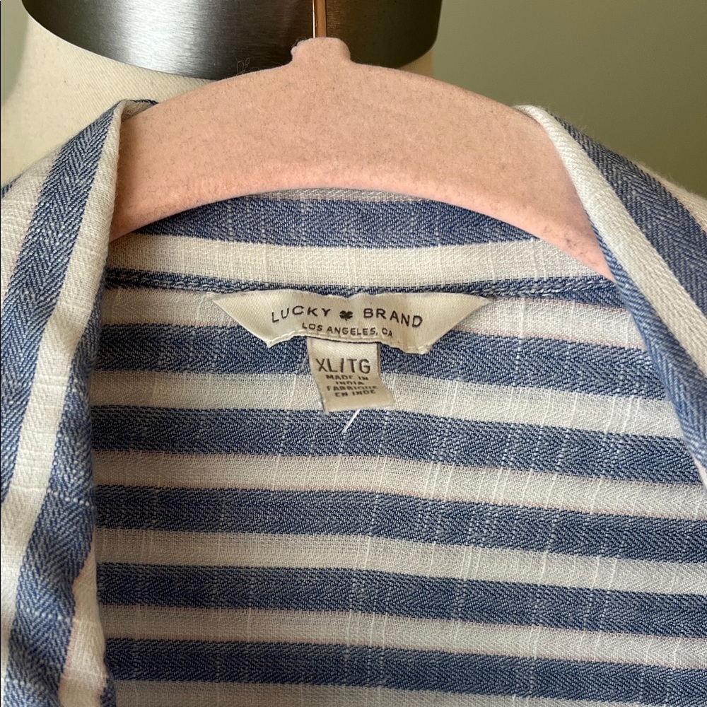 Lucky Brand Blue and White Striped Button-Up Shirt